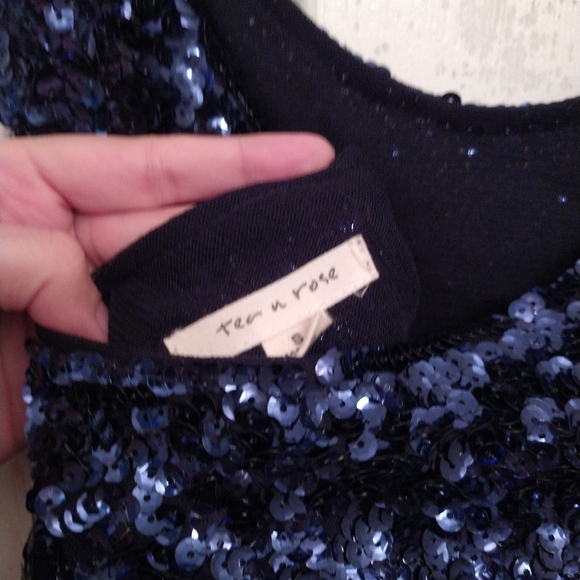 Tea N Rose Navy Blue Sequin Bodycon Dress Size S - Picture 3 of 4